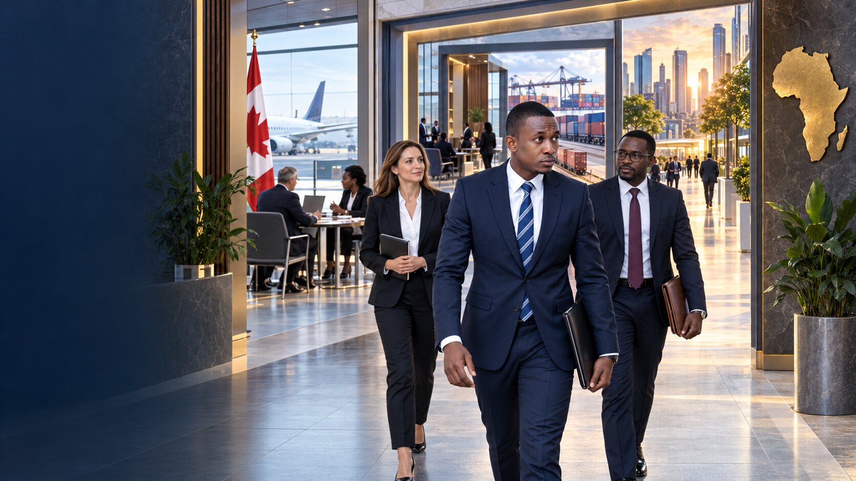 Équipe VECTAFRIQ examinant les points de passage d'une opération entre le Canada et l'Afrique